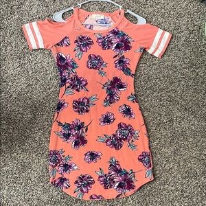 No Comment Elegant Coral Bodycon Floral Midi Dress